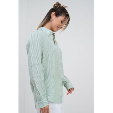 Camasa relaxed fit de in - Alb/Verde