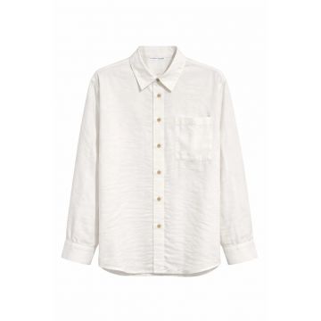 Camasa  Relaxed Fit - lunga - ivory - 90% modal - cu buzunar