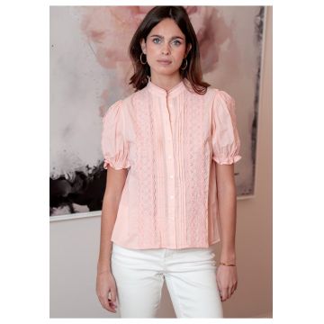 Camasa roz din bumbac cu aplicatii de dantela 5138T M9 20110 - Roz