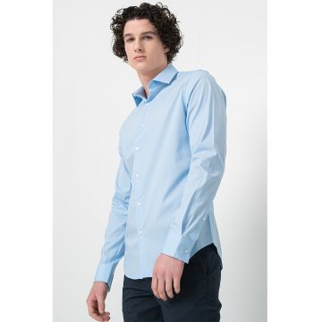 Camasa slim fit din amestec de bumbac - Albastru deschis