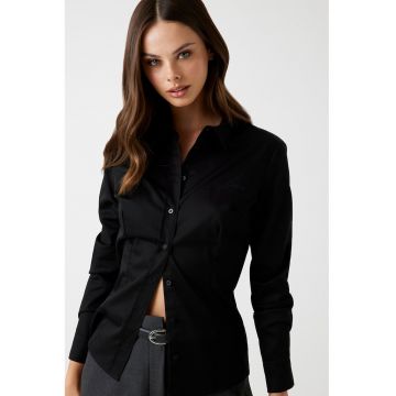 Camasa slim fit din amestec de bumbac - Negru