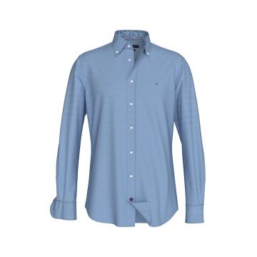 Camasa slim fit din amestec de in - Albastru prafuit