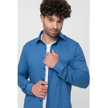 Camasa uni slim fit - Albastru inchis