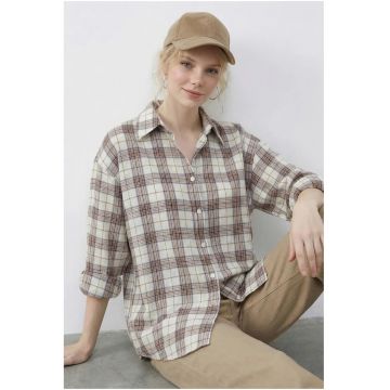 Camasi dama -  camasa cu carouri - croiala lejera - multicolor - 100% bumbac -
