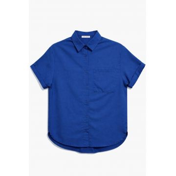 Camasi dama -  camasa cu maneca scurta - buzunare - albastru Moroccan - bumbac/poliester