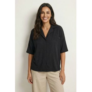 Camasi dama -  camasa cu nasturi - lejer - negru - bumbac