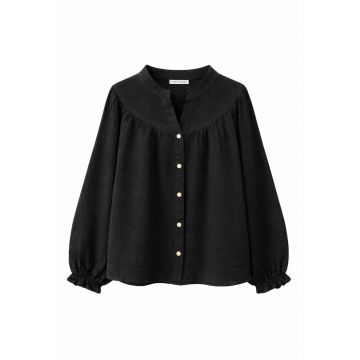Camasi dama -  camasa de bumbac muselina - negru - maneca lunga - 100% bumbac