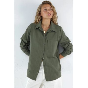 Camasi dama -  camasa de in cu buzunare - verde kaki - material lejer