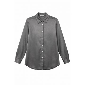 Camasi dama -  camasa din satin - croiala regular fit - gri inchis - 100% poliester