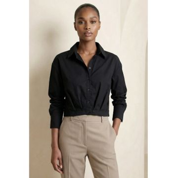 Camasi dama -  camasa scurta casual - negru - 100% bumbac - maneca lunga