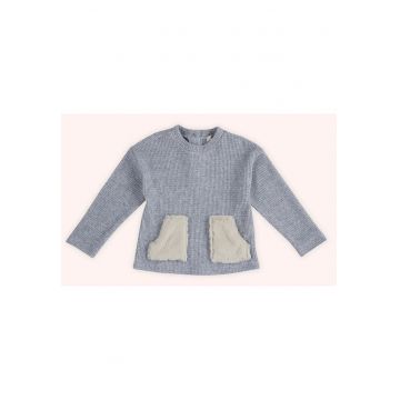 Pulover tricotat cu buzunare de blanita -  - It`s Our Nature - Blue - pentru fetite - Albastru deschis/Albastru