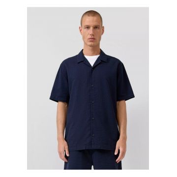 Q/S by s.Oliver Camasa cu maneca scurta barbati - din bumbac - Resort fit - Bleumarin inchis - Bleumarin inchis