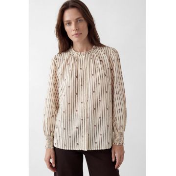 Bluza din bumbac cu imprimeu - Maro cognac/Bej deschis