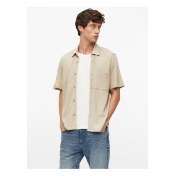 Camasa barbati din amestec de bumbac - piqué tip waffle - Relaxed fit - Bej - Bej