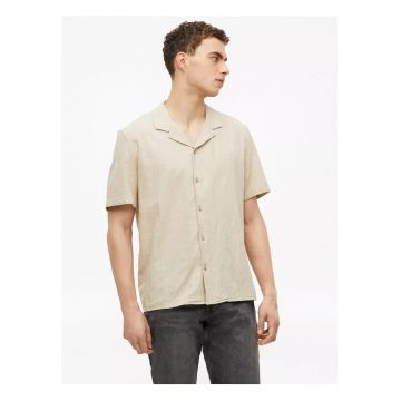 Camasa cu maneca scurta barbati - din bumbac - Resort fit - Bej