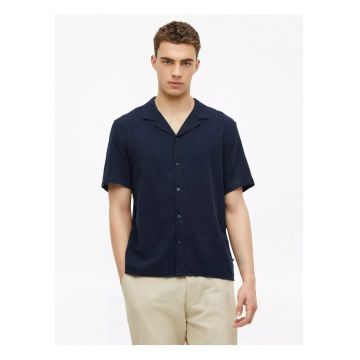 Camasa cu maneca scurta barbati - din bumbac - Resort fit - Bleumarin inchis