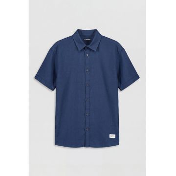 Camasa cu model uni si guler clasic - Albastru oceanic