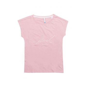 Camasa dama  maneca scurta - decolteu rotund - bumbac - roz -