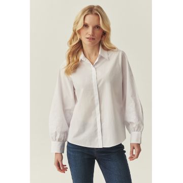 Camasa din bumbac cu broderie pe maneca Cami - Alb murdar