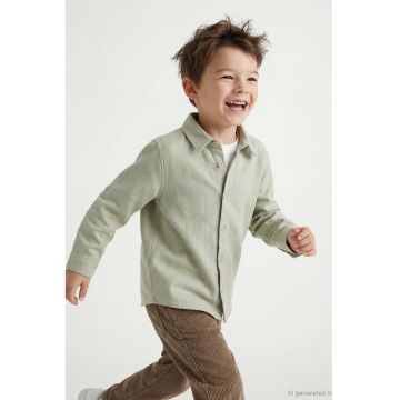 Camasa din bumbac cu guler clasic - Verde fistic