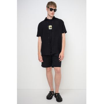 Camasa din bumbac cu maneci scurte Edo - Negru
