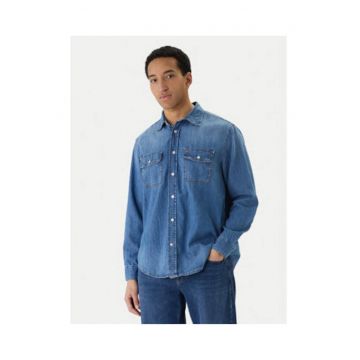 Camasa din denim cu buzunare pe piept