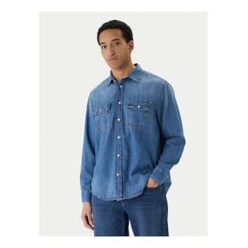Camasa din denim cu buzunare pe piept