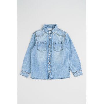 Camasa din denim cu buzunare pe piept - Albastru