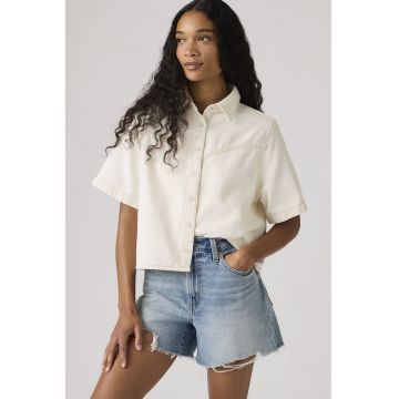 Camasa din denim cu capse Logan - Alb murdar