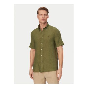 Camasa din in cu maneci scurta si guler Oxford