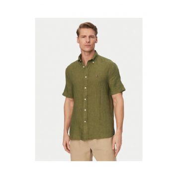 Camasa din in cu maneci scurta si guler Oxford