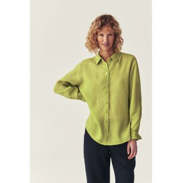 Camasa lejera din in cu guler clasic - Verde lime