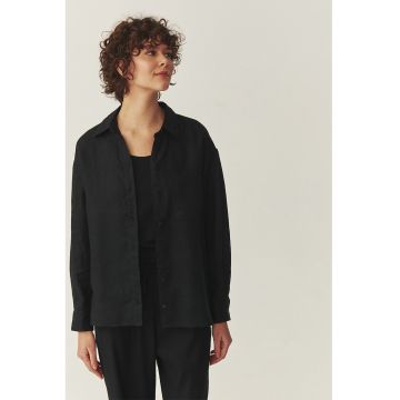 Camasa lejera din in - Negru