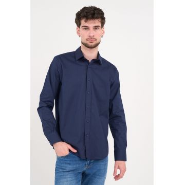 Camasa regular fit cu guler - Bleumarin