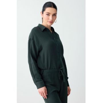 Camasa regular fit de bumbac - Verde padure