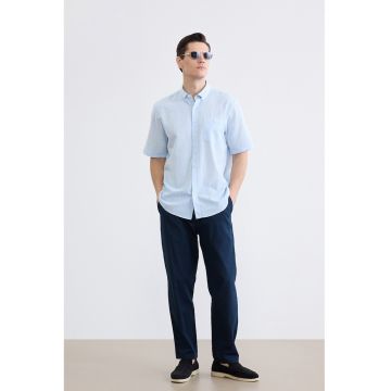 Camasa regular fit din amestec de in - Albastru pastel