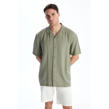 Camasa regular-fit din amestec de in - Verde masliniu