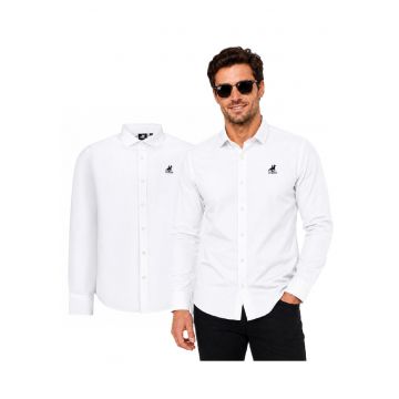 Camasa regular fit din bumbac cu detaliu logo