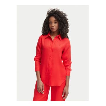 Camasa regular fit din in cu logo discret