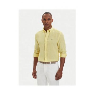 Camasa regular fit din in cu maneci lungi