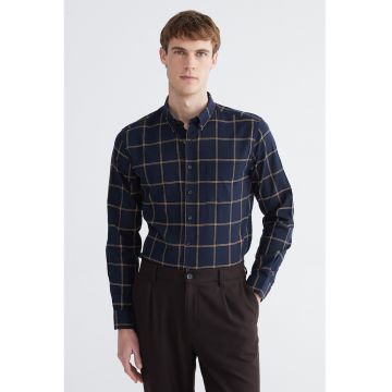 Camasa regular fit in carouri - Negru/Maro camel