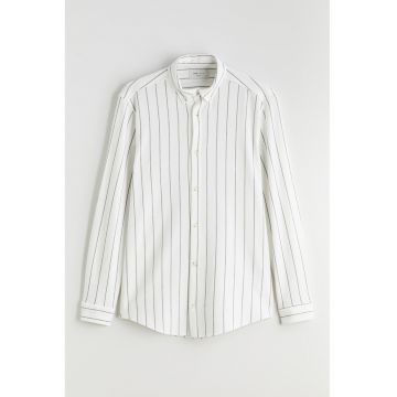 Camasa slim fit cu dungi - Gri/Alb murdar