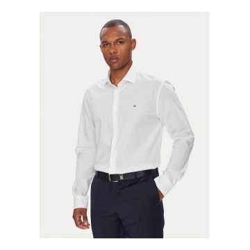 Camasa slim fit din amestec de bumbac - Alb/Alb murdar