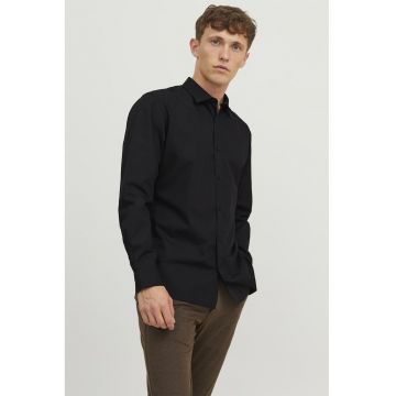 Camasa slim fit din amestec de bumbac - Negru