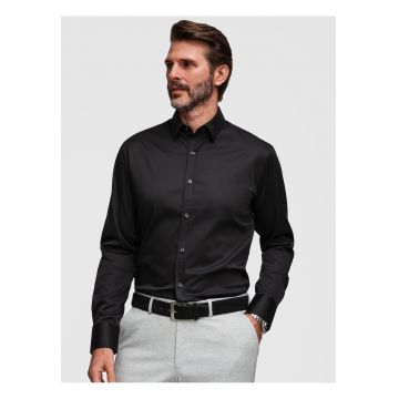 Camasa slim fit din material satinat cu detalii elegante - Negru