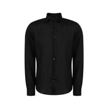 Camasa barbati -  neagra - 100% in - maneci lungi - stil casual
