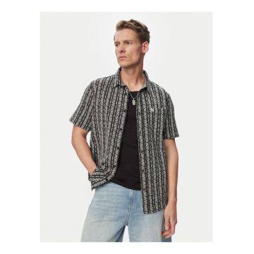 Camasa barbati -  neagra - bumbac - maneca scurta - croiala regular fit