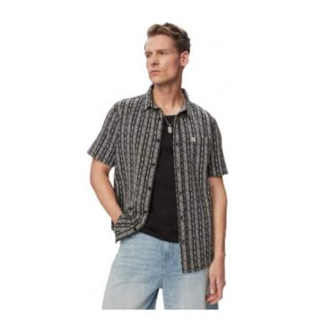 Camasa barbati -  neagra - bumbac - maneca scurta - croiala regular fit