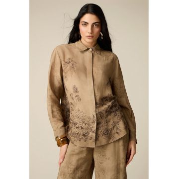 Camasa cu imprimeu floral - Maro taupe
