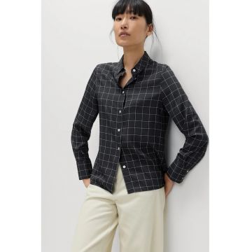 Camasa cu maneci lungi si model - Alb/Negru